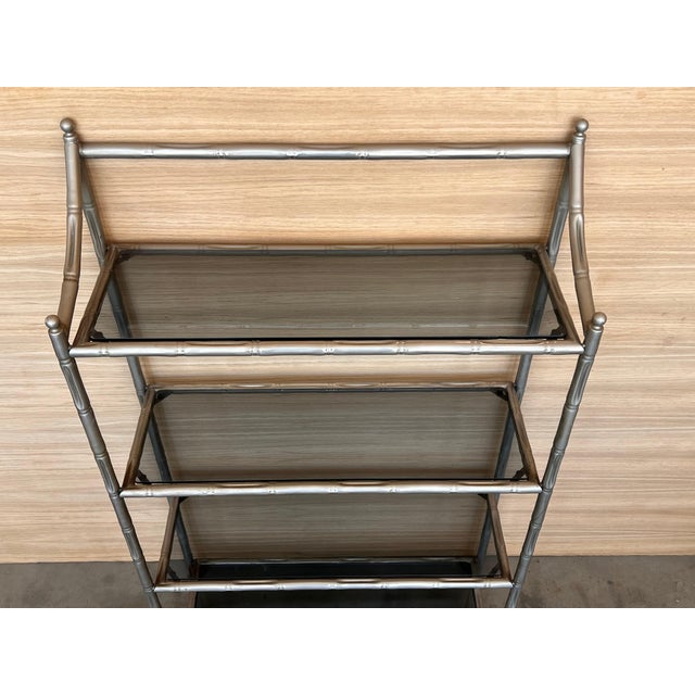 Mid 20th Century Faux Bamboo Etagere with Four Shelves and Mate Chrome Finished For Sale - Image 4 of 18