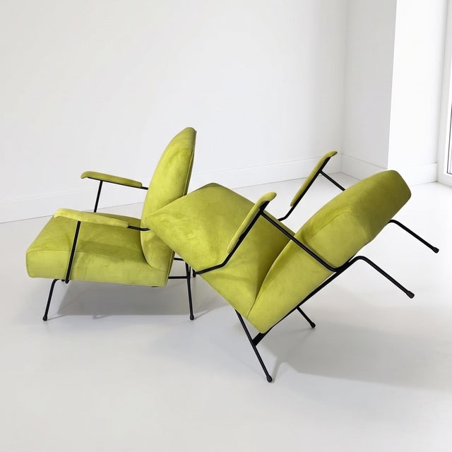 Slipper Chairs in Tubular Metal by Mario Franchioni for Framar, 1950s, Set of 2 For Sale - Image 6 of 13