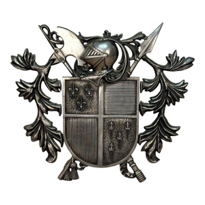 Vintage Medieval Knight Heraldry Cast Metal Coat of Arms Shield Wall Sculpture