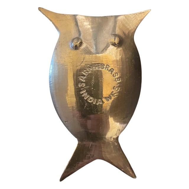 Pair of Vintage Midcentury Owl Etched Brass Trinket/Ring Dish For Sale In Baltimore - Image 6 of 6