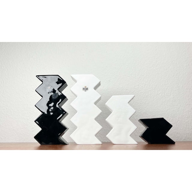 Postmodern Postmodern Black and White Glass Candleholder by Halskov & Dalsgaard for Holmegaard, Set of 4 For Sale - Image 3 of 18