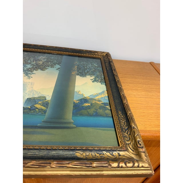 Blue 1920s Maxfield Parrish “Daybreak” Original House of Art n.y. Print in Original Ornate Frame For Sale - Image 8 of 11