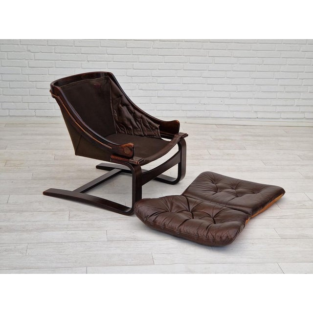 Brown Leather Lounge Chair by Ake Fribytter for Nelo Sweden, 1970s For Sale - Image 9 of 18
