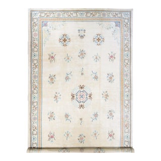 1940s Ivory Antique Oriental Rug For Sale