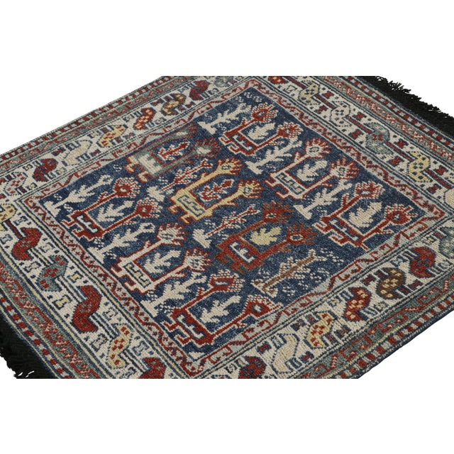 Inspired by antique tribal rugs with similar aesthetics such as caucasian Kuba rugs and some Persian rugs, this 3x3 square...