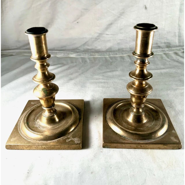 Antique 17th Century Pair of Dutch Bronze Candlesticks. For Sale - Image 10 of 12