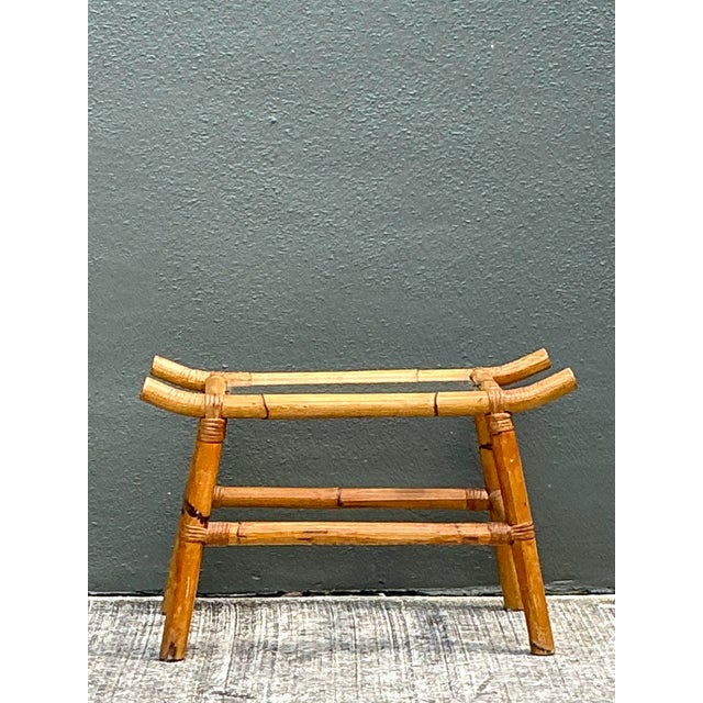 Vintage Pagoda Rattan Low Drinks Table For Sale - Image 4 of 12