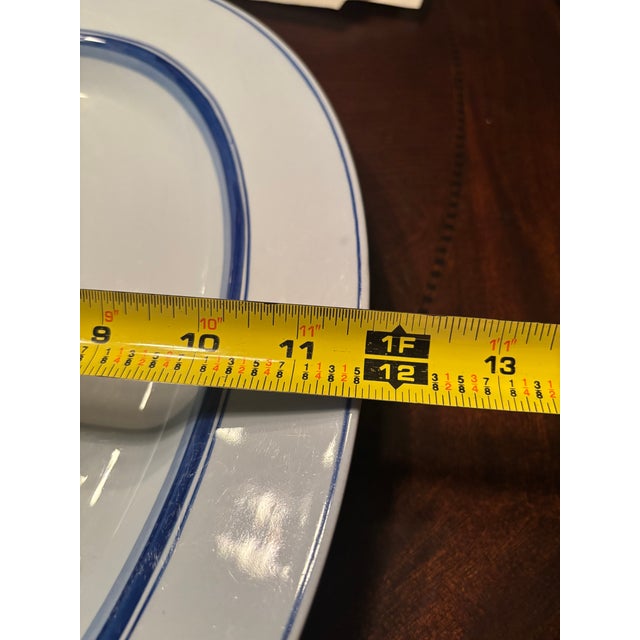 Vintage Dutch Blue & White Ironstone Platter – Petrus Regout Maastricht – Double Band Rim – 15.25” For Sale In San Diego - Image 6 of 7