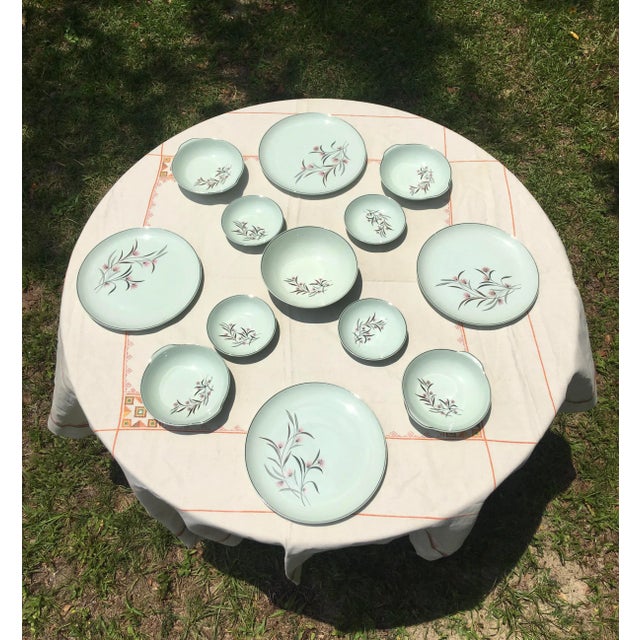 Vintage Ballerina Mist Pale Green Dinner Set- 13 Pieces For Sale - Image 13 of 13
