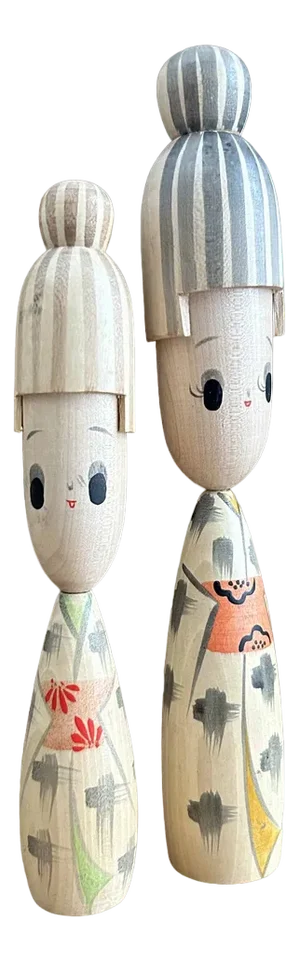 Kawaii Sosaku Kokeshi Dolls, Japan, 1980s, Set of 2