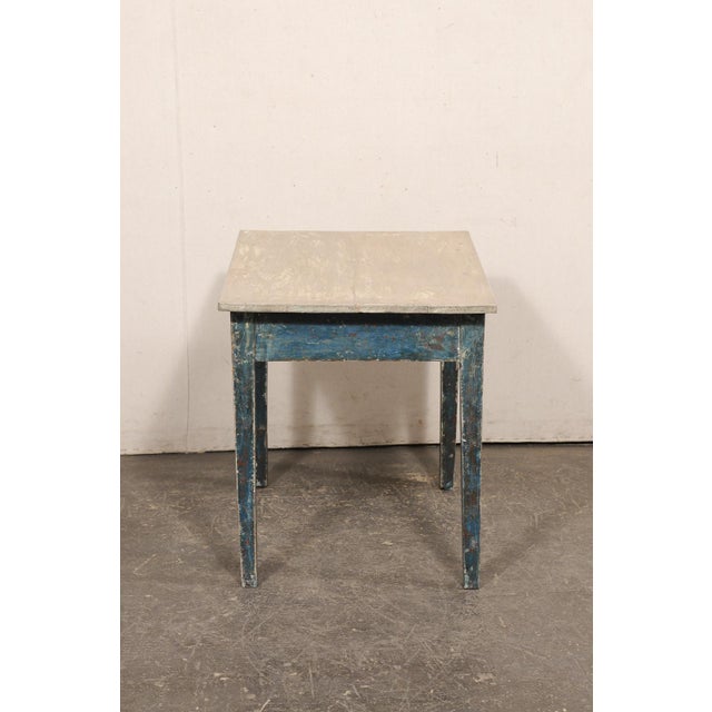 Swedish 19th C. Accent Table, Blue & Taupe For Sale - Image 11 of 11