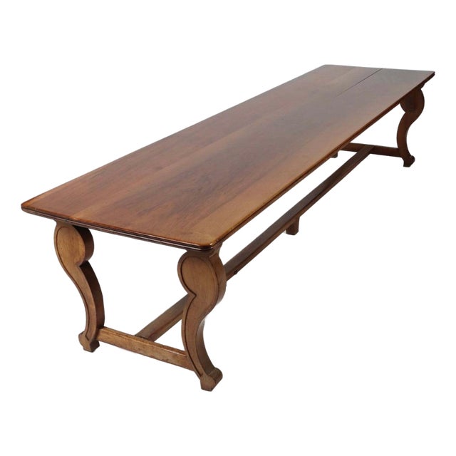 Antique French Monastery Dining Table in Nutwood, 19th Century For Sale