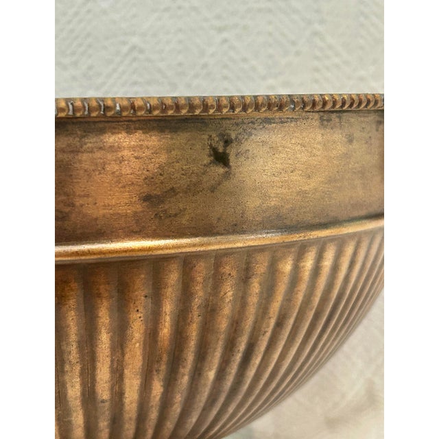 Vintage Antique Finish Brass 12.5” Pedestal Centerpiece Bowl With Stag Deer Head Handles For Sale - Image 9 of 11