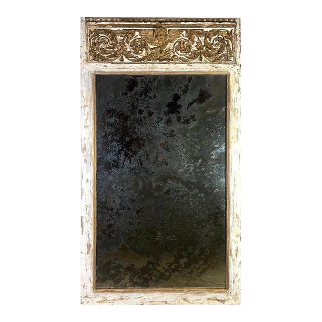 19th Century Italian Rococo Mirror, Hand-Carved, Painted & Gilt Finish For Sale