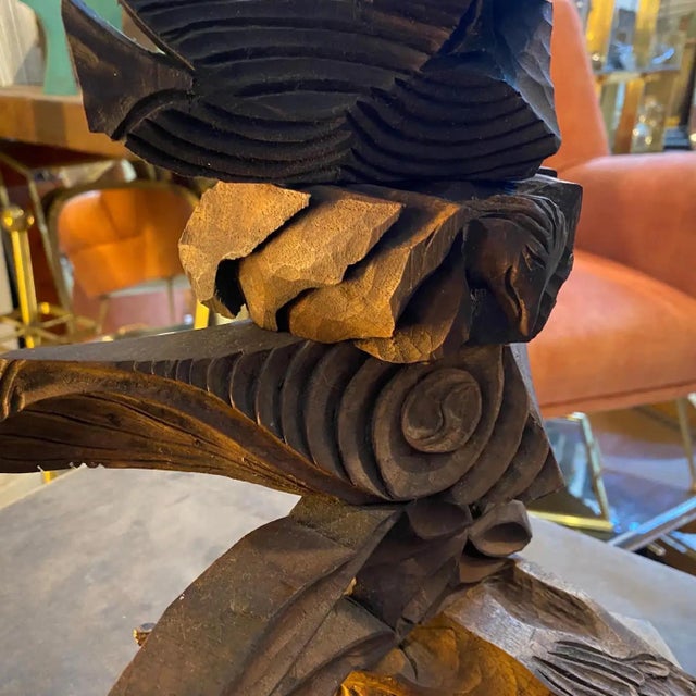 2000s Organic Modern Movable Hand-Carved Sicilian Wood Sculpture by Sciacca For Sale - Image 11 of 12