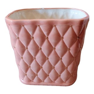 Vintage Ceramic Tufted Design Planter Pot For Sale
