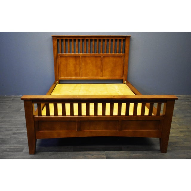 Mission Mission Style Quarter Sawn Oak Bed With Slats - Michael's Cherry For Sale - Image 3 of 8