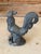Mid 20th Century Vintage French Style Cast Iron Rooster Garden Statue With Wrought Iron Floral Base For Sale - Image 5 of 12