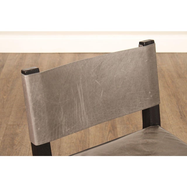 Restoration Hardware Saddle Leather Set Of Four Dining Chairs For Sale - Image 4 of 12