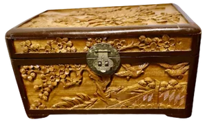 Oriental Carved Camphor Wood Chest, 1950s