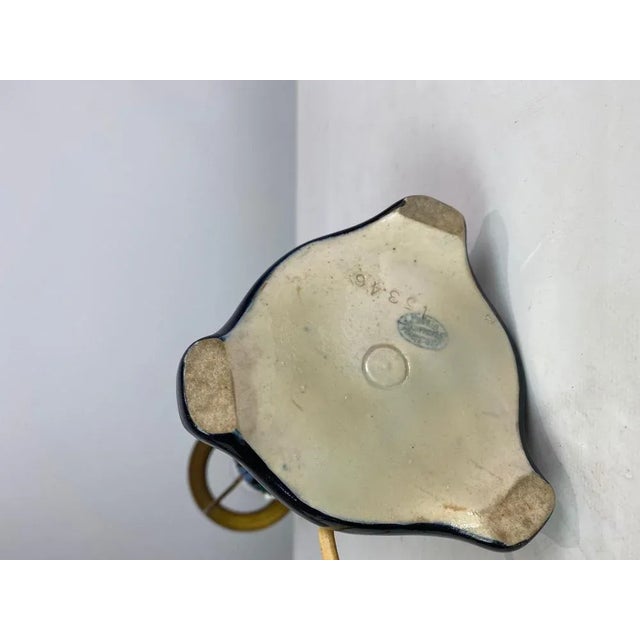 Orange Ceramic Table Lamp with Orange Glaze and Paper Shade, 1960s For Sale - Image 8 of 9