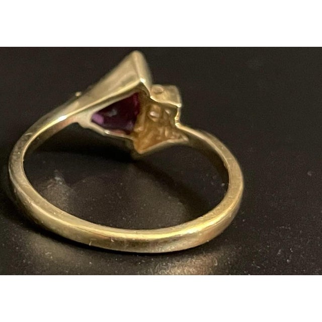Contemporary Early 20th Century Simon Golub Ring Estate 14k Magenta Rubellite & Diamond Tourmaline. Sz 5.5, Size 5.5 For Sale - Image 3 of 5