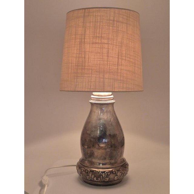 Silver Danish Jugend Silver-Plated Table Lamp with Decor from Atla, 1920s For Sale - Image 8 of 10