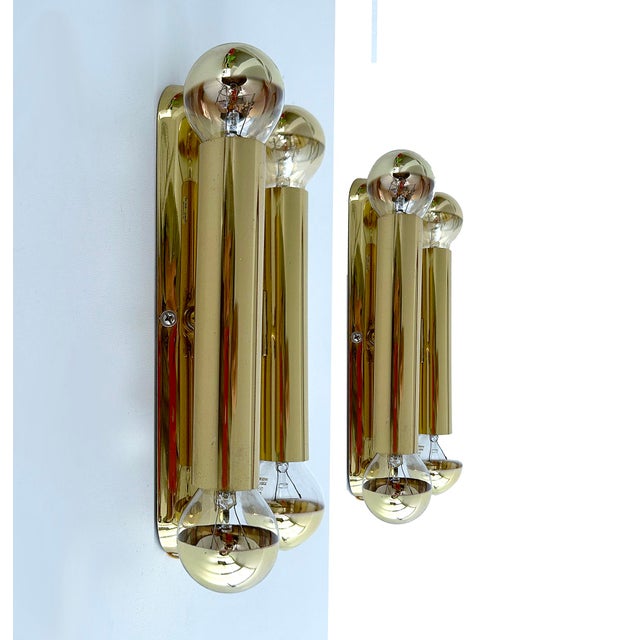 Vintage Brass Sconces in the style of Sciolari, 1970s, Set of 2 For Sale - Image 14 of 18