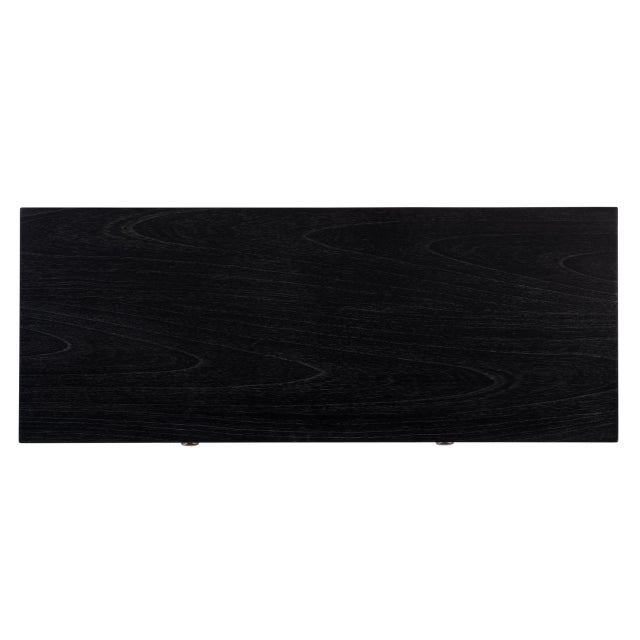 Flagstaff 36 in. W Rectangular Wood 2 Drawer Console Table with Lower Open Shelf, Washed Black For Sale - Image 11 of 11