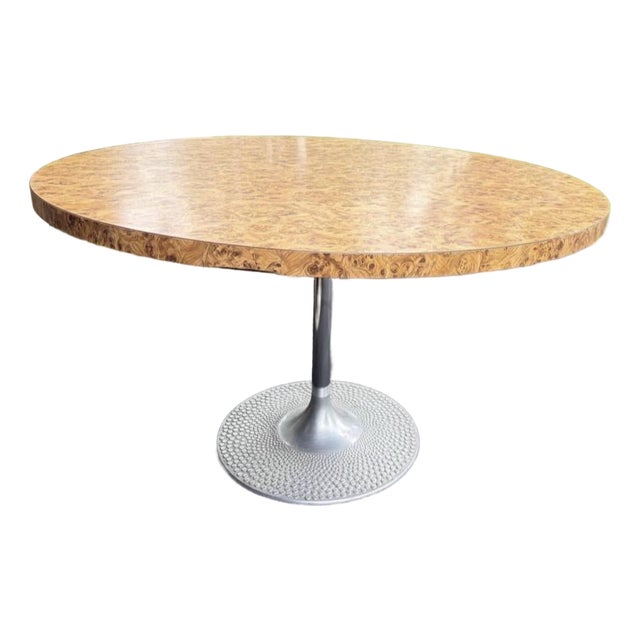 Mid Century Tulip Table Solid Wood Top Heavy For Sale