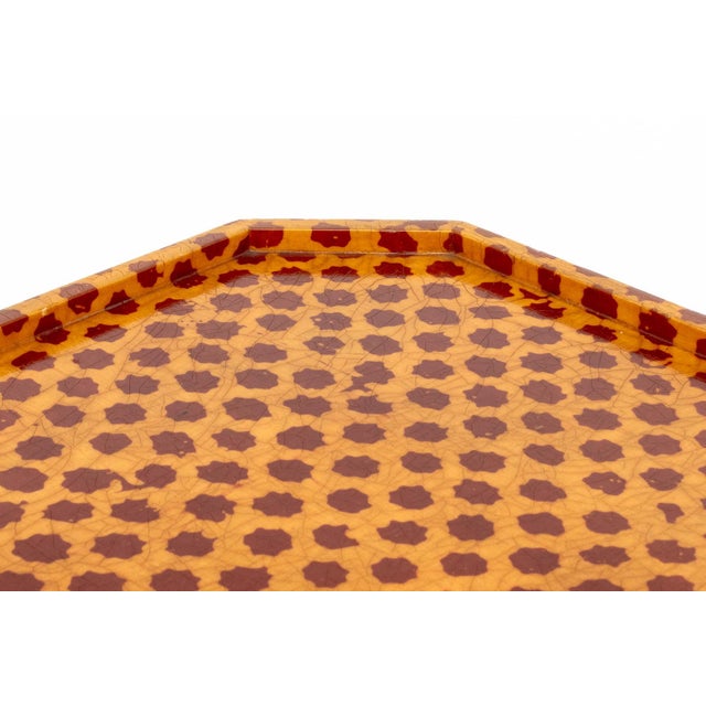 Mid 20th Century Modern Red and Yellow Patterned Side Table For Sale - Image 5 of 7