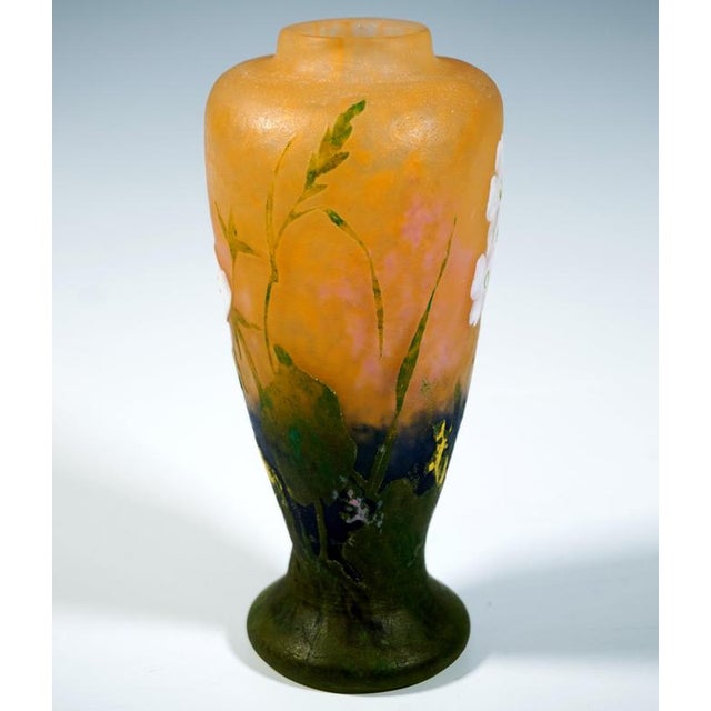 Art Nouveau Cameo Vase with Primroses Decor from Daum Nancy, France, 1920 For Sale - Image 4 of 12