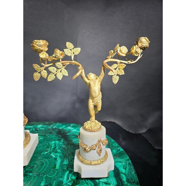 French Gilt Bronze Garniture Clock Set, 1880s, Set of 3 For Sale - Image 4 of 17