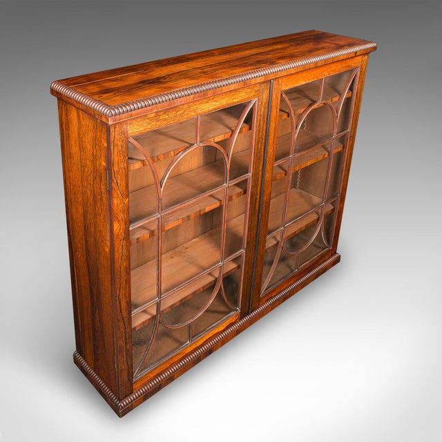 Wood Antique Astragal Glazed Drawing Room Bookcase, English, Display Cabinet, Regency For Sale - Image 7 of 11