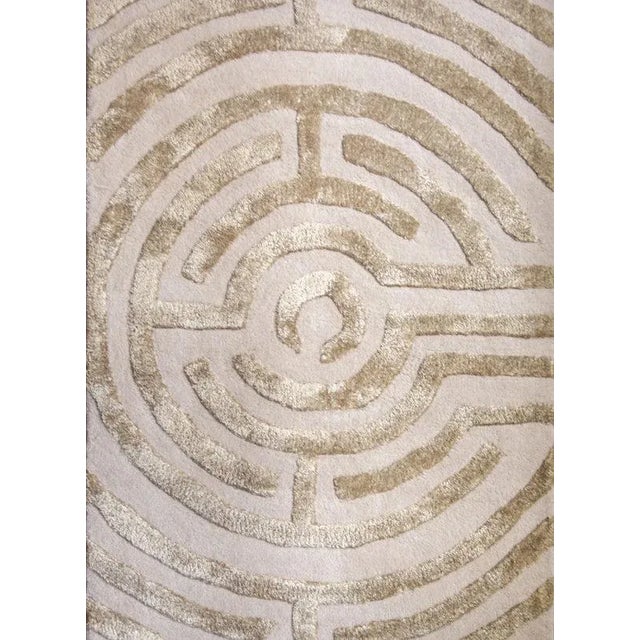 Contemporary Lucca Hand-Tufted Maze Rug, Wheat Tan, 6x9 For Sale - Image 3 of 4