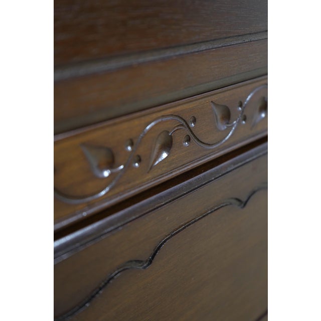 Vintage French Country Walnut Finish High Chest For Sale - Image 12 of 18