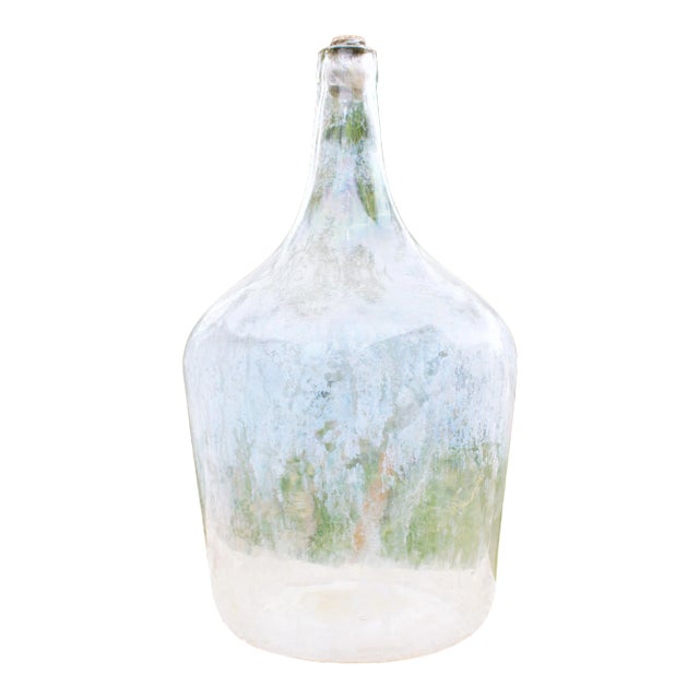 Vintage Aged Glass Oil Bottle For Sale