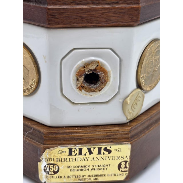 1970s Rare Empty New McCormick Elvis Presley 50th Birthday XL 18" Decanter Music Box For Sale In Houston - Image 6 of 18