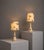 American Mid-Century Modern, White and Gold Table Lamps, Chalkware, Fiberglass, USA, 1950s Pair of interesting starbusrst...