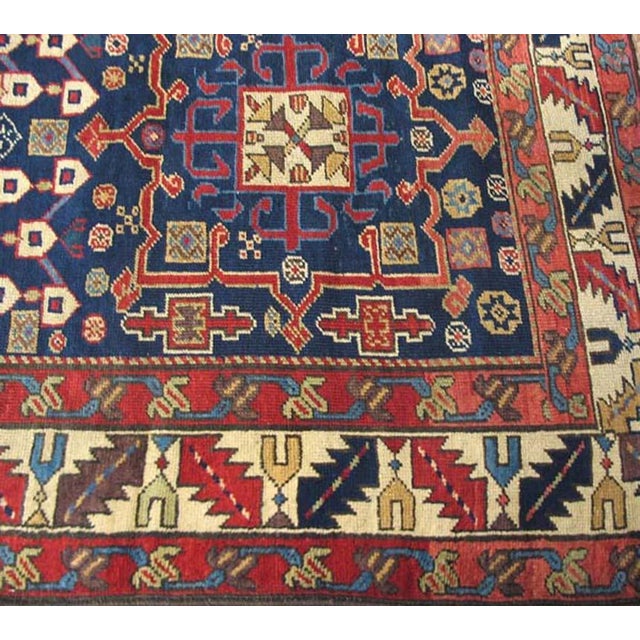 Tribal 1900s Blue Navy Geometric Antique Nw Persian Rug 3.08 X 10.04 Handknotted Wool Carpet For Sale - Image 3 of 5