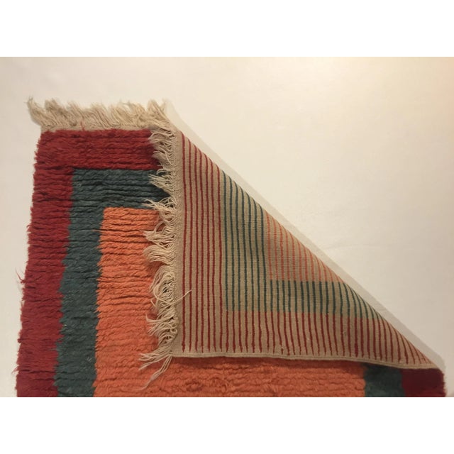 Turkish Pink, Red, and Green Woolen Tulu Rug, 1970s For Sale - Image 4 of 9