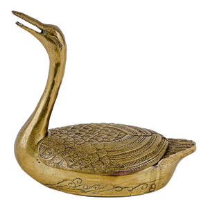 Vintage Brass Swan Trinket Box