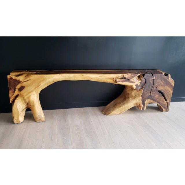 Mid-Century Modern Monumental Free Form Acacia Console Table in the Style of George Nakashima For Sale - Image 3 of 7