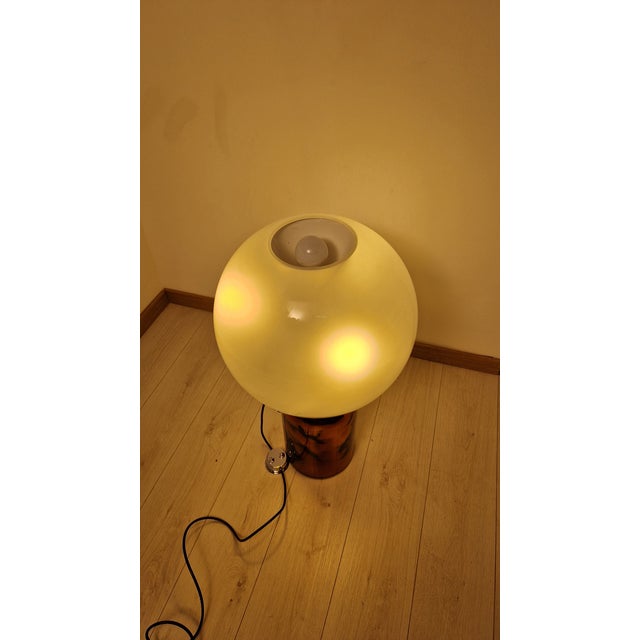 Mid-Century Modern Vintage Porcino Table Lamp with Large Glass Base by Luigi Caccia Dominioni for Azucena, 1950s For Sale - Image 3 of 17