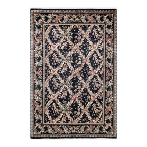 Vintage Moroccan Hand Knotted Wool Area Rug, Black - 6'0" X 8'10"