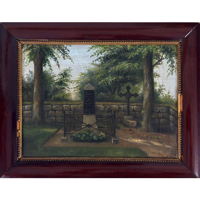 Antique Danish Folk Art Dybbøl Cemetery Study, Signed (1907, Oil on Canvas) Date / Period: 1907 Medium: Oil on canvas...