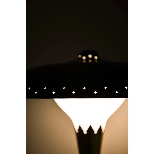 Vintage Floor Lamp in Opaline Glass and Lacquered Metal, 1950s For Sale - Image 9 of 11