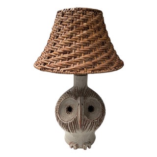 Vintage Ceramic Owl Lamp from Vallauris, 1970 For Sale