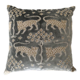 Shumacher Woodland Leopard Velvet Pillow Covers For Sale