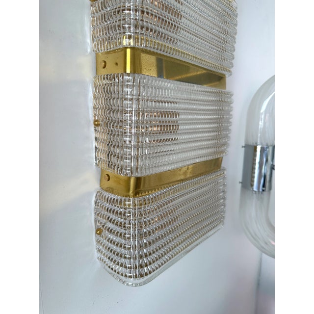 2020s Contemporary Pair of Brass and Murano Glass Sconces, Italy For Sale - Image 5 of 13